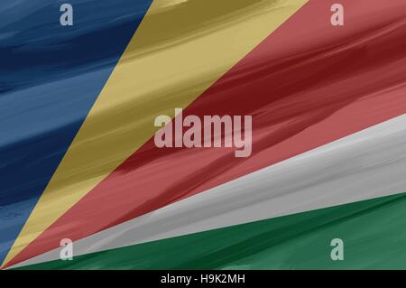 Seychelles painted / drawn vector flag. Dramatic, unusual look. Vector file contains flag and texture layers Stock Vector