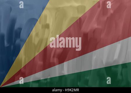 Seychelles painted / drawn vector flag. Dramatic, unusual look. Vector file contains flag and texture layers Stock Vector