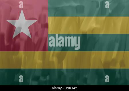 Togo painted / drawn vector flag. Dramatic, unusual look. Vector file contains flag and texture layers Stock Vector