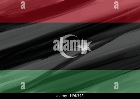Libya painted / drawn vector flag. Dramatic, unusual look. Vector file contains flag and texture layers Stock Vector