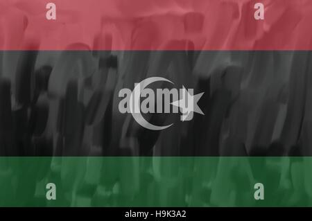 Libya painted / drawn vector flag. Dramatic, unusual look. Vector file contains flag and texture layers Stock Vector