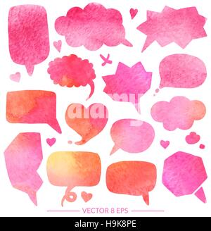 Vector set of balloons for inscriptions, pop arts, comics, cartoons. Vector set with watercolor effect for your design. Stock Vector