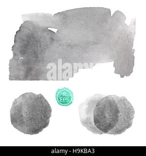 Vector. Set of watercolor blots isolated on white background. Colorful hand drawn watercolor blots for your design. Stock Vector