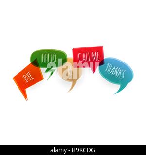 Text collection speech bubble icons glitch style Stock Vector