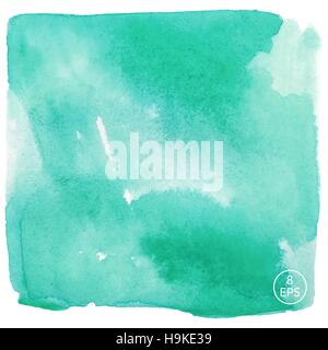 Vector watercolor hand drawn square isolated on white backdrop. Colorful gradient handmade big square for texture, postcard, design, logo, label and o Stock Vector