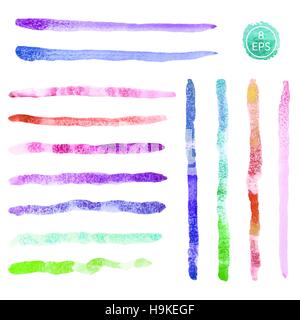 Vector. Set of hand drawn colorful watercolor strokes. Stock Vector