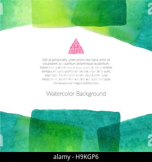 Vector. Background with hand drawn watercolor elements. Handmade watercolor rectangle with multiply effect isolated on white background. Ready to prin Stock Vector