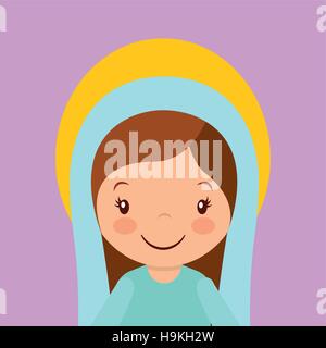 cartoon virgin mary smiling. colorful design. vector illustration Stock Vector