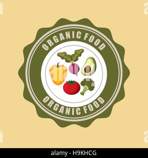 seal stamp with vegetables icon. healthy food concept. colorful design. vector illustration Stock Vector