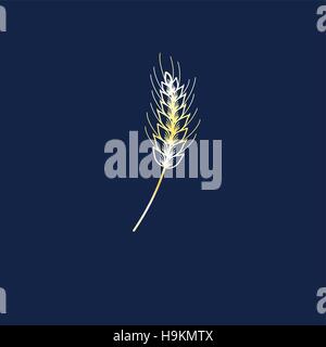 Icon vector ear of wheat on a blue background Stock Vector