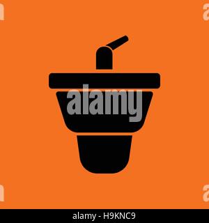 Bidet icon. Orange background with black. Vector illustration. Stock Vector