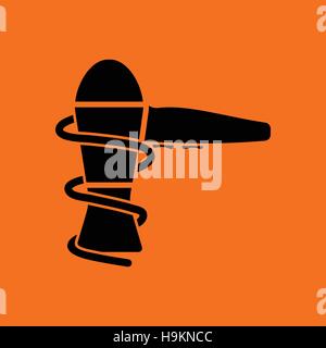 Hairdryer icon. Orange background with black. Vector illustration. Stock Vector