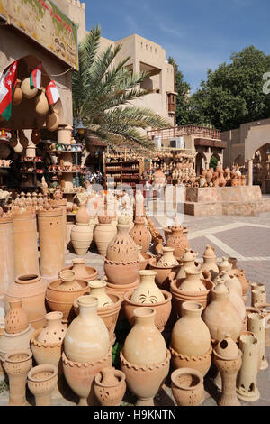 Traditional pottery for sale in Nizwa souk, Oman Stock Photo