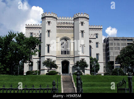 Exterior of the old historic state capitol building in Baton Rouge, Louisiana and its Gothic Revival architecture Stock Photo