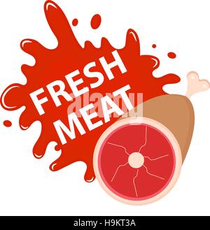 Fresh meat with a splash, icon flat style. Stock Vector