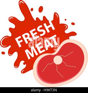 Fresh meat with a splash, icon flat style. Stock Vector