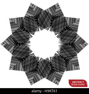 Geometric element made of lines. Abstract monochrome shape isolated on white Stock Vector