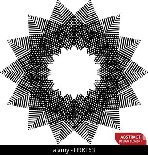 Geometric element made of lines. Abstract monochrome shape isolated on white Stock Vector
