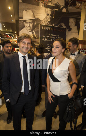 Luca Fuso and Claudia Gerini attending the reopening of the Ferrari Store on Via Tomacelli in Rome, Italy, after a total makeover.  Featuring: Luca Fuso, Claudia Gerini Where: Rome, Lazio, Italy When: 21 Oct 2016 Credit: IPA/WENN.com  **Only available for Stock Photo