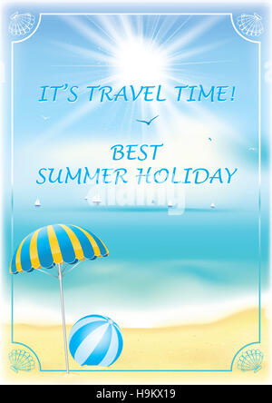 Time to travel summer beach holiday vacation poster or banner , 3d ...