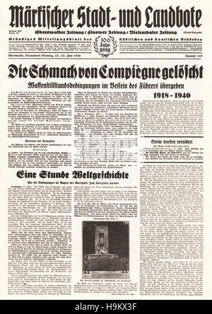 1940 National Zeitung front page Evening Standard German Army invade ...