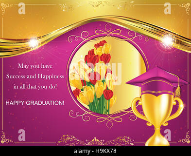 Happy Graduation greeting card. Print colors used Stock Photo