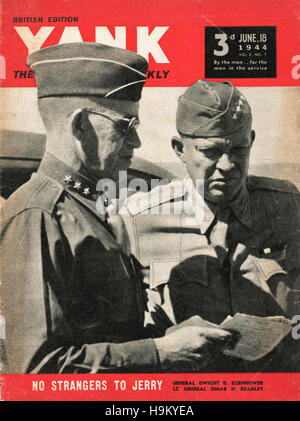 1944 Yank magazine General's Dwight D. Eisenhower and Omar Bradley Stock Photo