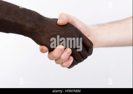 Black and white shaking hands Stock Photo