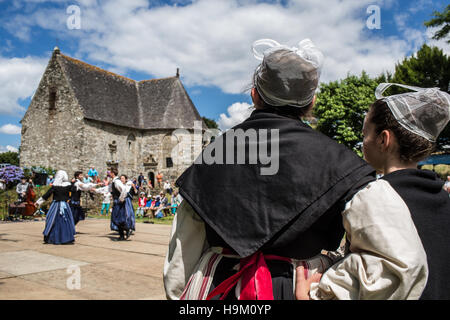 Pardon (religious festival) in Brittany, France. A Pardon is a typically Breton form of pilgrimage and one of the most tradition Stock Photo