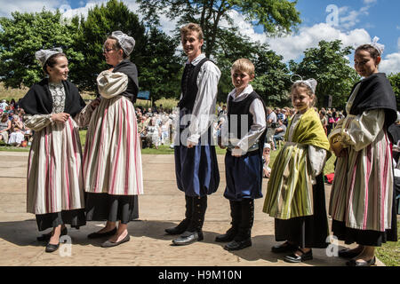 Pardon (religious festival) in Brittany, France. A Pardon is a typically Breton form of pilgrimage and one of the most tradition Stock Photo