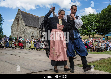 Pardon (religious festival) in Brittany, France. A Pardon is a typically Breton form of pilgrimage and one of the most tradition Stock Photo