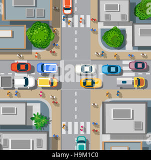 urban street with pedestrians and cars Stock Photo - Alamy