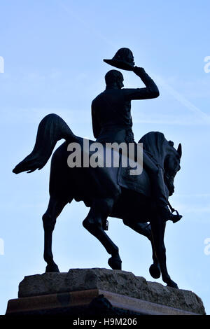 London, England, UK. Equestrian statue of Prince Albert (1819-61; Prince consort) in Holborn Circus (Charles Bacon; 1874) Stock Photo