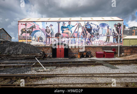 Industrial mural on historic building of Museum of Science and Industry, Manchester. *EDITORIAL* Stock Photo