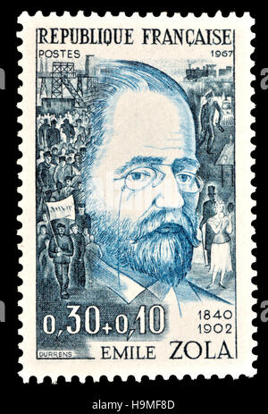 French postage stamp (1967) : Émile Édouard Charles Antoine Zola (1840-1902)  French novelist, playwright, journalist Stock Photo