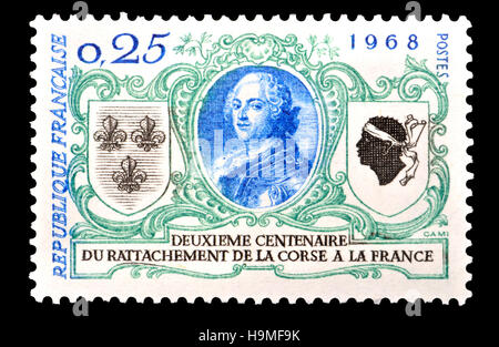 French postage stamp (1968) : 200th anniversary of Corsica becoming part of France at the 1768 Treaty of Versailles between France and Genoa, showing  Stock Photo