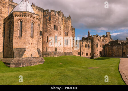Alnwick Castle in Alnwick England, used in the Harry Potter Movies. Stock Photo