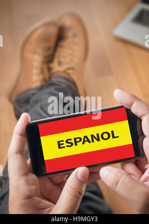 ESPANOL   Learn spanish Education and Habla Espanol , Asking Do Stock Photo
