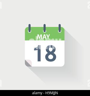 18 may calendar icon on grey background Stock Vector