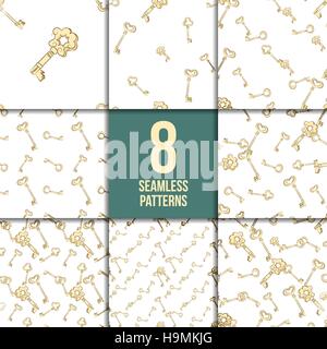 Seamless keys pattern set Stock Vector