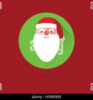 Santa Claus flat design long shadow vector icon Stock Vector