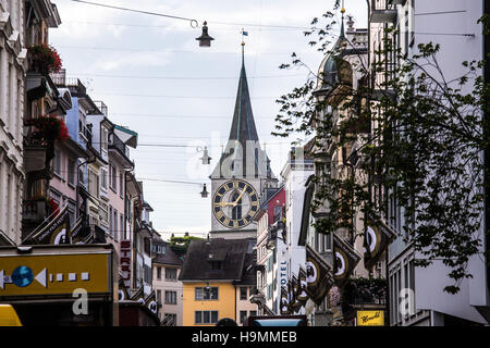 St Peter Church Clocktower in Zurich, Switzerland Stock Photo