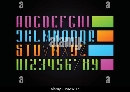 uppercase alphabet letters and numbers. vector font type design. high lettering symbols. stylish, accented typesetting. contemporary heading typeface Stock Vector