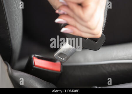 Close-up of female hand shifting Stock Photo