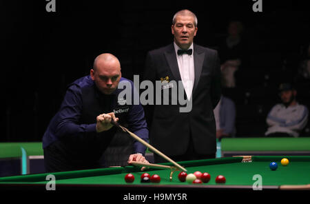 Stuart Bingham in action during his first round match against Adam Stefanow during day three of the Betway UK Championships 2016, at the York Barbican. Stock Photo
