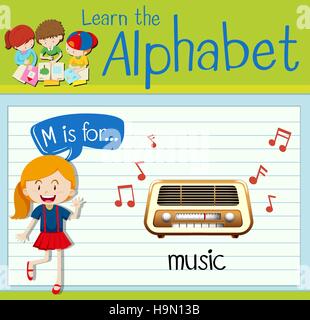 Flashcard letter M is for music illustration Stock Vector