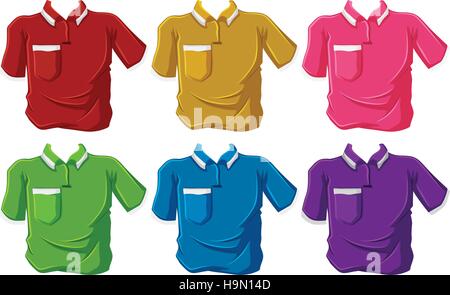 Shirts in six different colors illustration Stock Vector