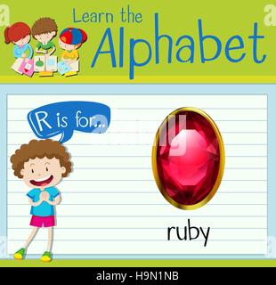 Flashcard letter R is for ruby illustration Stock Vector