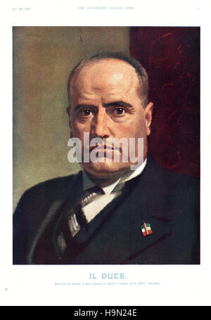 1936 Illustrated London News front page Portrait of Benito Mussolini Stock Photo