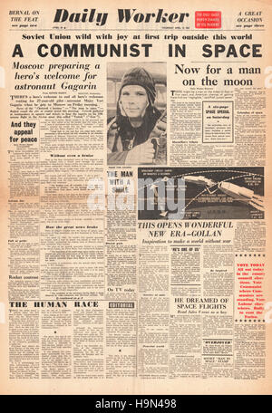 1961 Daily Worker front page Yuri Gagarin is first man in space